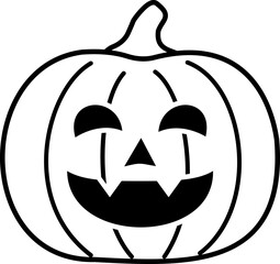 Jack o lantern pumpkin icon for halloween.
Halloween pumpkin  with face outline isolated.
Halloween pumpkin black line vector.
Transparent background.