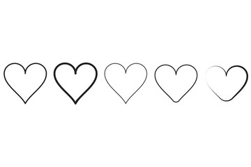 Twelve red heart icons on transparent background, concept for love, Valentine's Day, romantic design,