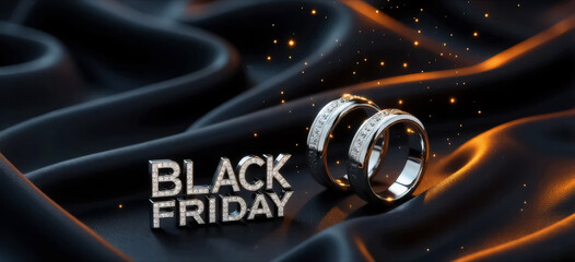 diamond engagement rings on black satin background black friday sale