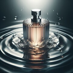 perfume bottle on black background