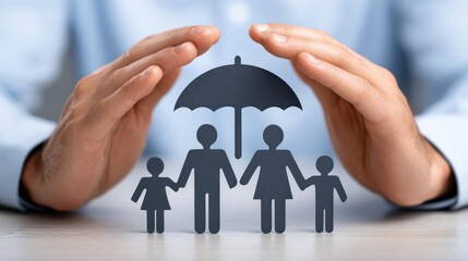 Family protection under umbrella a conceptual metaphor for home insurance and teamwork in business environment