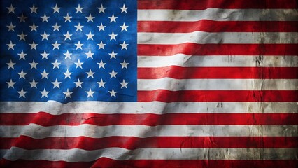 Fototapeta premium Distressed American Flag with Folds and Texture for Patriotic Background