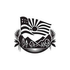 Flag Day Silhouette Vector Illustration, Solid White Background.