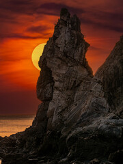 Magical sunset on Silencio Beach in Castañeras (Asturias, Spain)