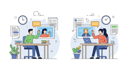 Online Collaboration and Remote Teamwork Showcasing Digital Communication and Virtual Meetings for Global Business Growth