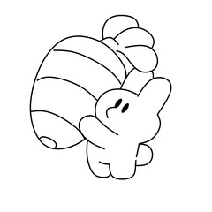 Bunny and carrot vector line art outline illustration 