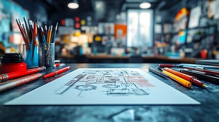 Artist Studio Creative Design Workspace.