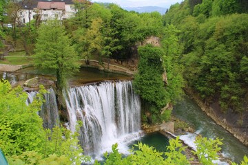 waterfall at the mouth of the river