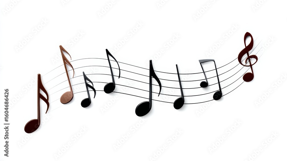 Aufkleber musical note with a black and white background. the notes are arranged in a line, with the first not