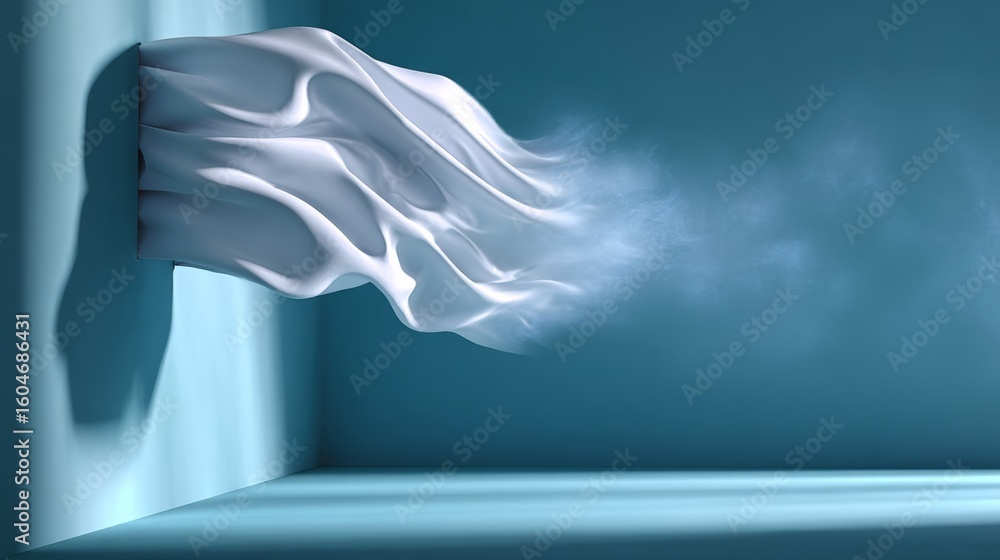 Aufkleber white flag is blowing in the wind, creating a sense of movement and energy. the blue background adds