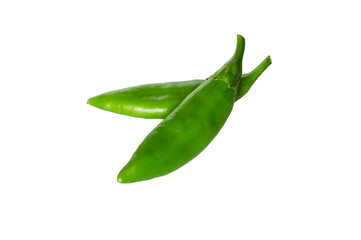 Green chilli isolated on white background.
