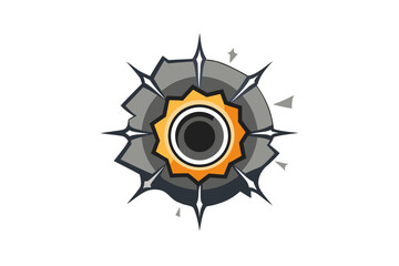 Large Bullet Hole With Heavy Cracking