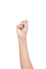 A powerful clenched fist raised up, symbolizing strength, protest, victory, and solidarity. A...