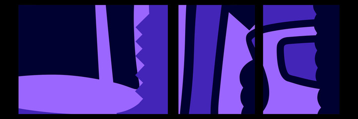 Set of abstract geometric shapes in blue and purple colors illustration