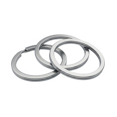 Fototapeta premium Three interlocking silver rings isolated on transparent background