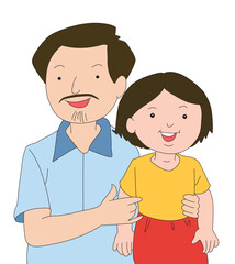 Father holding is girl on smile