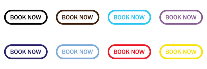Book Now Button Icons Collection – Vector Reservation Symbols with Cursor Pointer in Multiple Styles