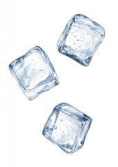 Obraz premium Four flying ice cubes background isolated white.