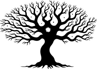 Whimsical Tree of Life Silhouette" vector