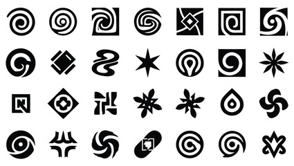 Abstract black graphic symbols and designs on white vector