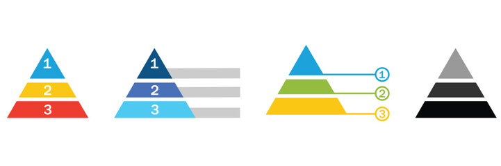 Three Tier Blank Pyramid Diagram – Vector Infographic Template	