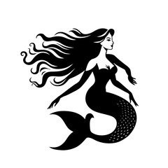 Vector illustration of mermaid on white background 