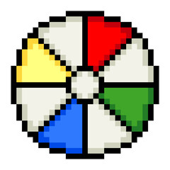 Beach ball in pixel art style isolated on white background