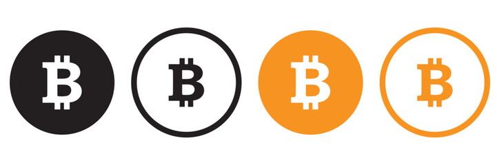 Bitcoin and Cryptocurrency Icon Set – Digital Currency and Blockchain Symbols Vector Collection