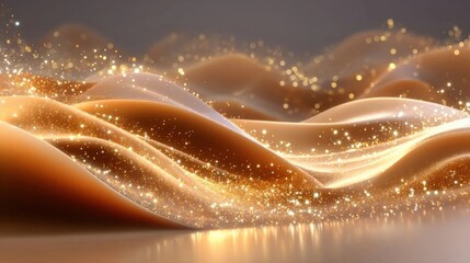 Golden Abstract Waves of Light and Glitter