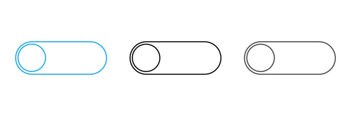 On and off toggle switch buttons in material design. A set of modern switch buttons for UI elements, apps, and websites. Clean and minimal vector illustration.