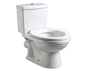  Open Toilet Bowl with Raised Seat Only, Shadowed Top View from Left Angle, Isolated