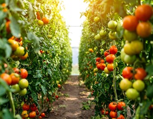 Tomato plants in greenhouse