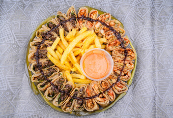 Arabic Style sandwich With Potato fries food recipe Stock Photo