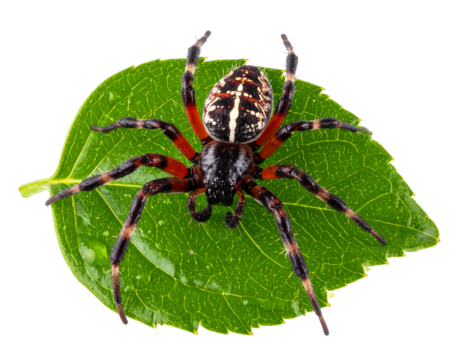 Close-Up of Red and Black Spider on a Dark Surface, Artistic Lighting, Isolated on Transparent Background PNG