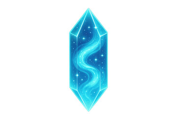 Blue magic crystal with glowing stars inside on transparent background, perfect for fantasy games or esoteric projects