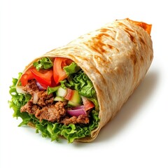 Real crushy kebab roll mediterranean ingredients vegetables.