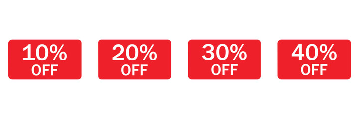 10 to 40 Percent Discount Offer Icon Set – Sale Badge Label Collection