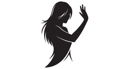 Woman Silhouette Waving Hand Illustration Graphic