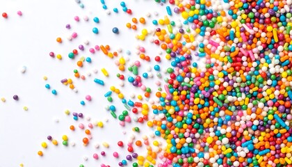 Obraz premium Colorful sprinkles scattered on white background