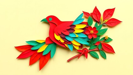 Tropical Bird Kirigami Art – Multicolor Layered Paper Design