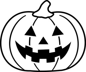 Jack o lantern pumpkin icon for halloween.
Halloween pumpkin  with face outline isolated.
Halloween pumpkin black line vector.
Transparent background.