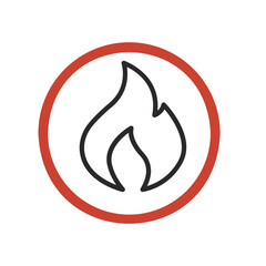 
Minimal Fire Flame Icon in Red Circle transparent png illustration 
