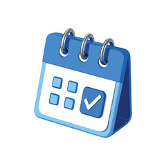 Blue vector desktop calendar icon symbolizing a reminder for events and dates EPS file download.
