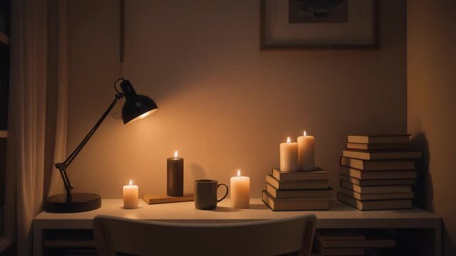 Time-lapse of a minimalist apartment from day to night 