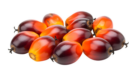 A pile of fresh palm fruits with vibrant colors on black background    .ai generative, transparent background, white background. isolated on white background