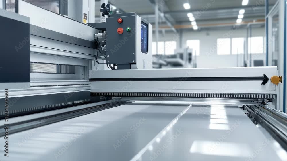 Poster automated industrial machine in modern factory setting