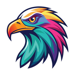 Eagle Illustration vector design, Eagle logo, icon Design, Colorful Eagle Head vector design