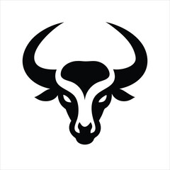 Elegance drawing art buffalo cow ox bull head logo design inspiration on white background