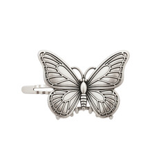 Vintage silver butterfly hair clip accessory
