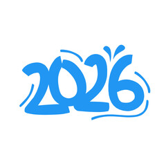 New year 2026 hand drawn illustration. New year 2026 icon. New year 2026 logo. 2026 calendar, new year celebration